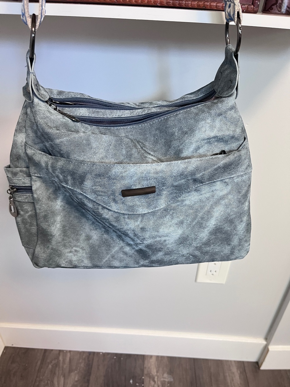 Light Blue Washed Hobo Shoulder Bag -